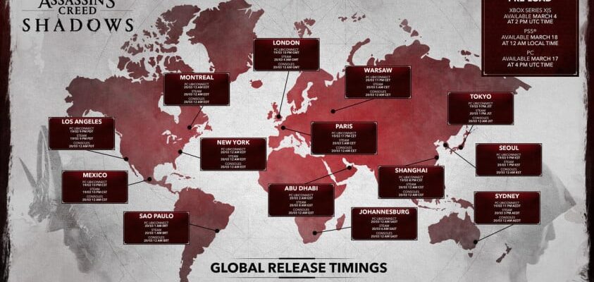 Assassin’s Creed Shadows получила точное время релиза и старта предзагрузки